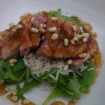 Warm Duck and Pine Nut Salad with Wild Rice and an Orange and Balsamic Vinegar Dressing