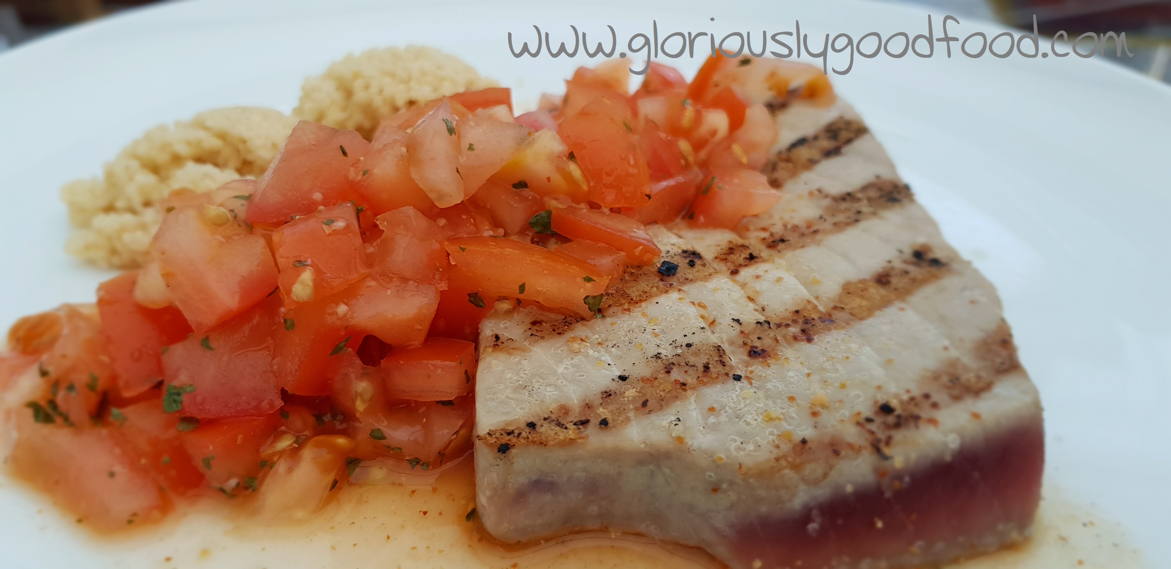 seared tuna steak with salsa and cous-cous