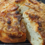 Focaccia Dolce | Sweet Focaccia - whole with slice showing