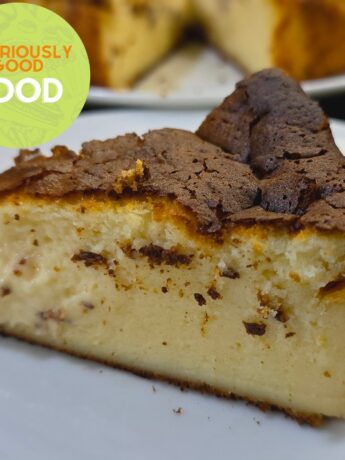 Mascarpone Basque Burnt Cheesecake - slice on plate
